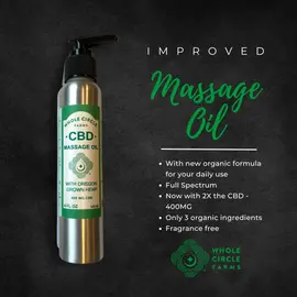 Whole Circle Farms WCF - CBD Massage Oil, 4 oz,  400mg CBD,