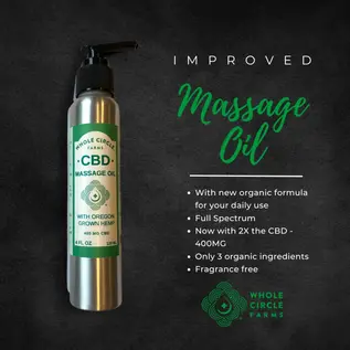 Whole Circle Farms WCF - CBD Massage Oil, 4 oz,  400mg CBD,