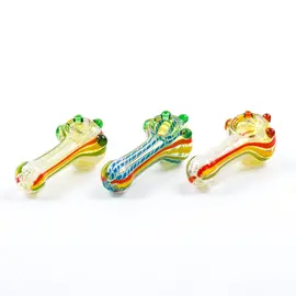 LuvBuds LuvBuds - Glass Pipe - Rasta Latti w/Knockers 3.5"