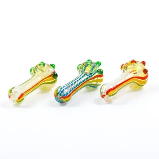 LuvBuds LuvBuds - Glass Pipe - Rasta Latti w/Knockers 3.5"