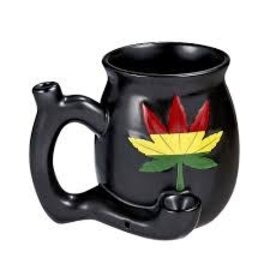 LuvBuds LuvBuds- Roast & Toast Ceramic Pipe Mug - RASTA Colors LEAF