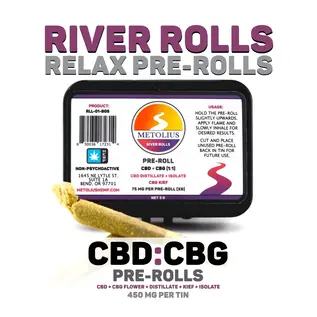 Metolius Metolius- River Rolls- PreRoll - CBD & CBG- x6, 1:1 - "Dis,Iso,Kief"