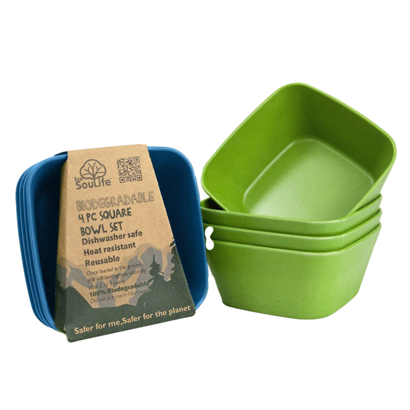 EcoSoulife EcoSoulife 4pc Square Bowl Set