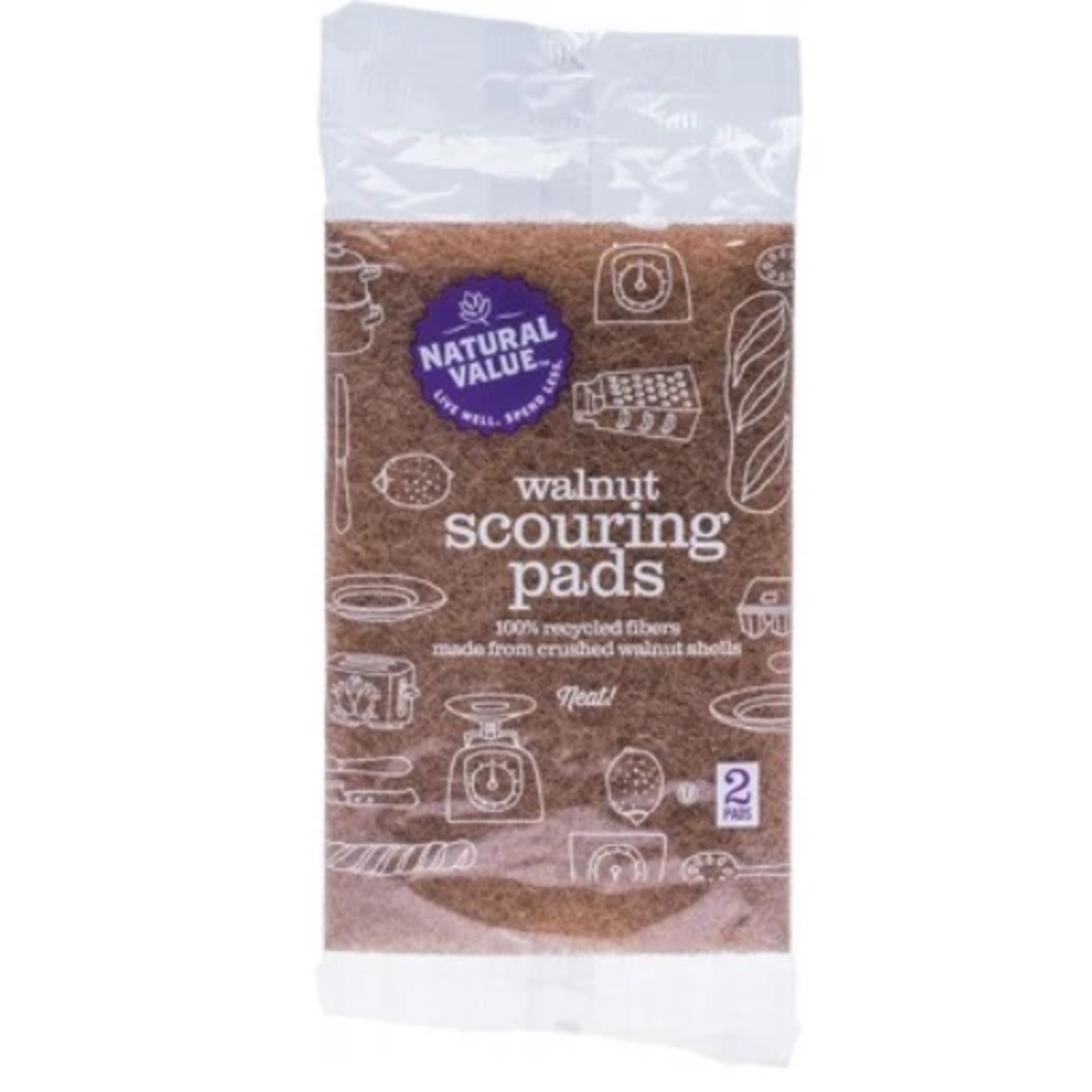 Natural Value Natural Value Walnut Scouring pads x 2