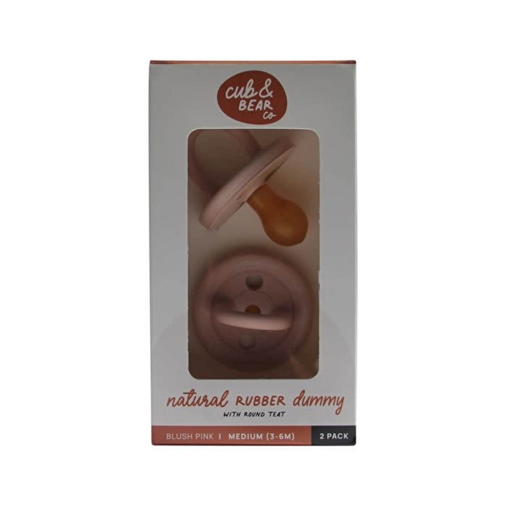 Cub & Bear Co Cub & Bear Co Natural Rubber Dummy Round Teat Twin Pack Blush Pink