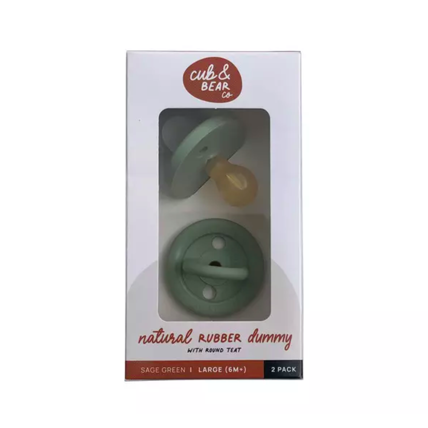 Cub & Bear Co Cub & Bear Co Natural Rubber Dummy Round Teat Twin Pack Sage Green