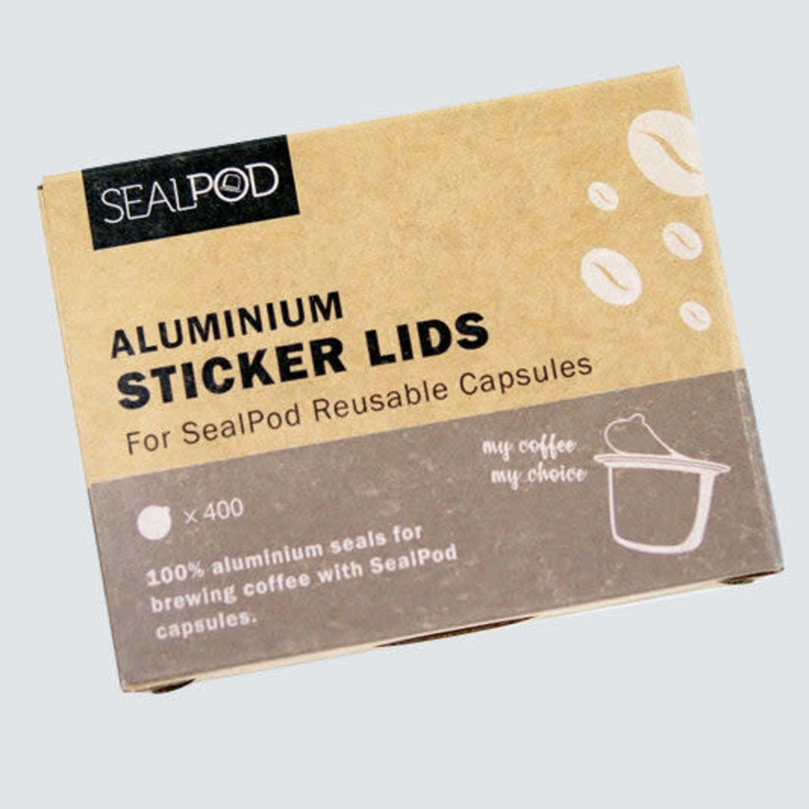 SealPod Aluminium Sticker Lids 400 pack 