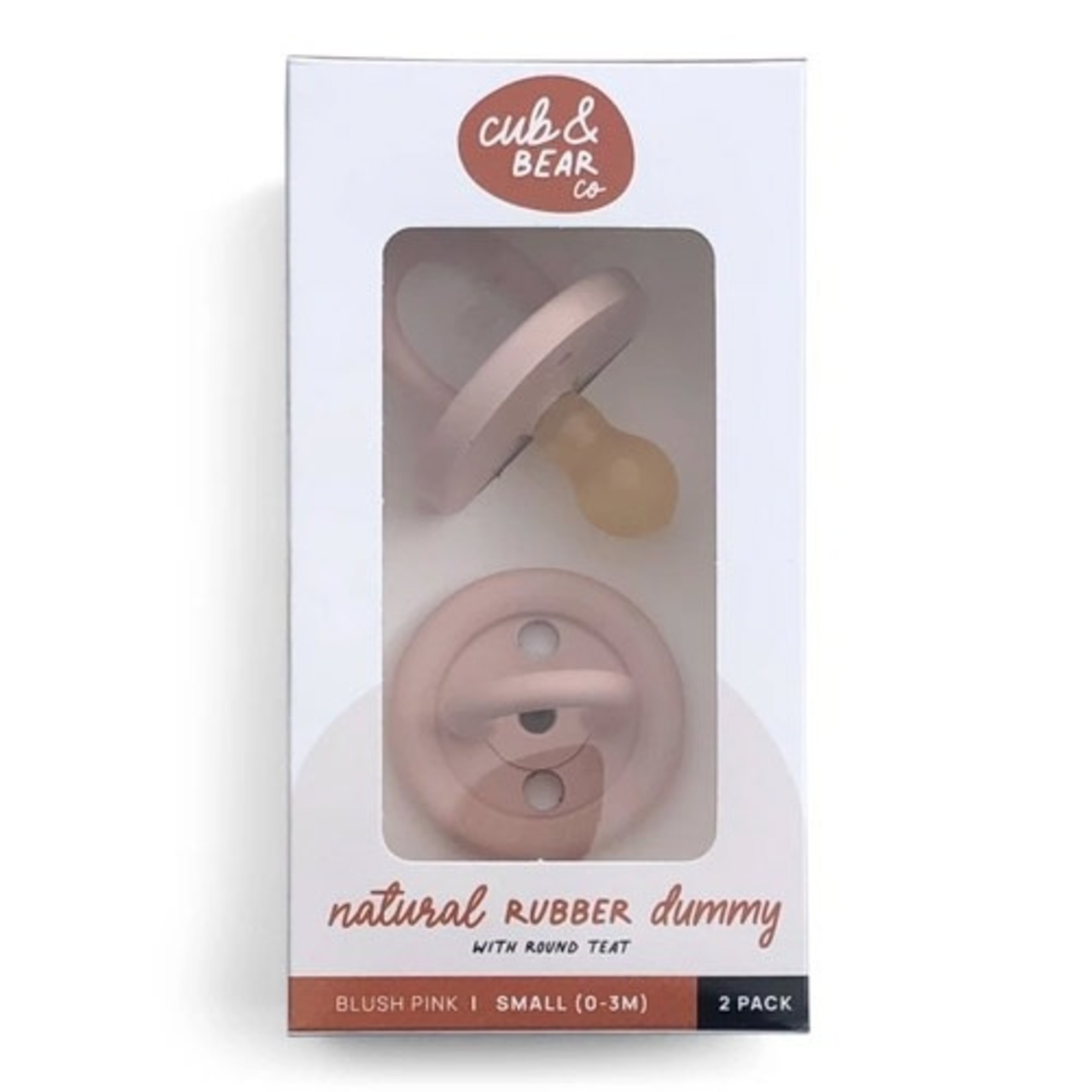 Cub & Bear Co Cub & Bear Co Natural Rubber Dummy Round Teat Twin Pack Blush Pink