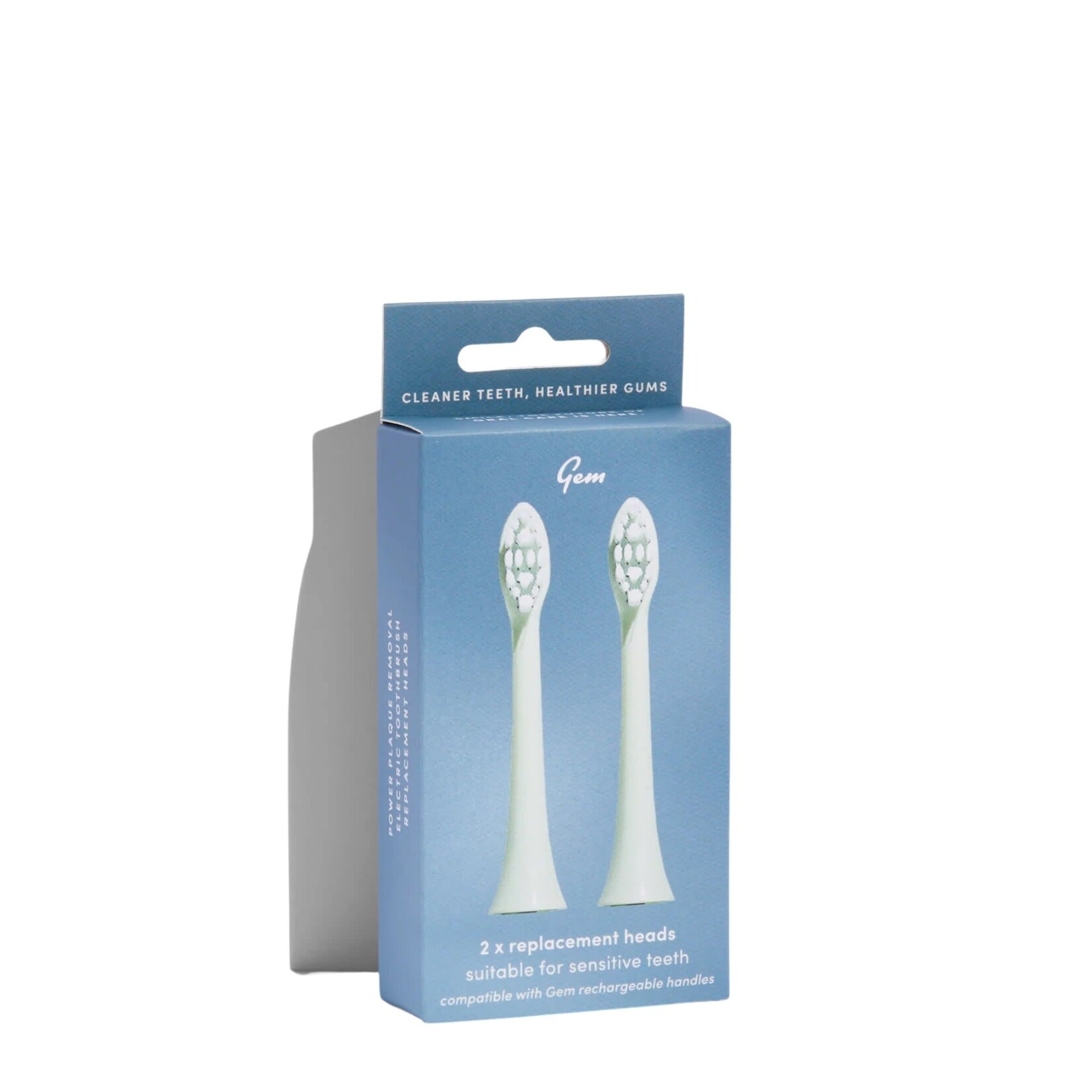 GEM Gem Electric Toothbrush Replacement Heads Mint Green 2 pack