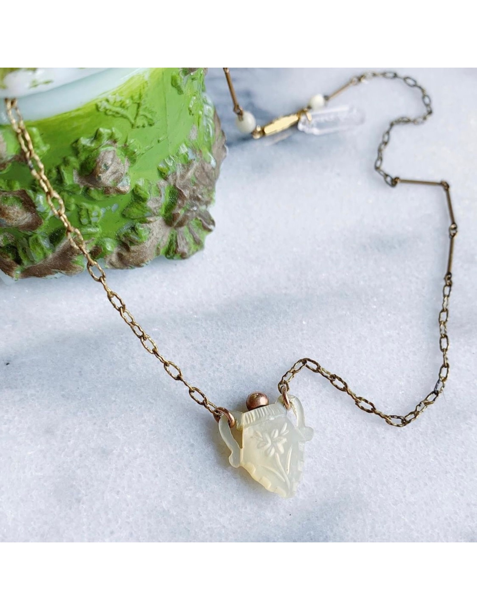 Mother of Pearl Perfume Vial Necklace