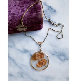 Victorian Dried Clover Locket Necklace