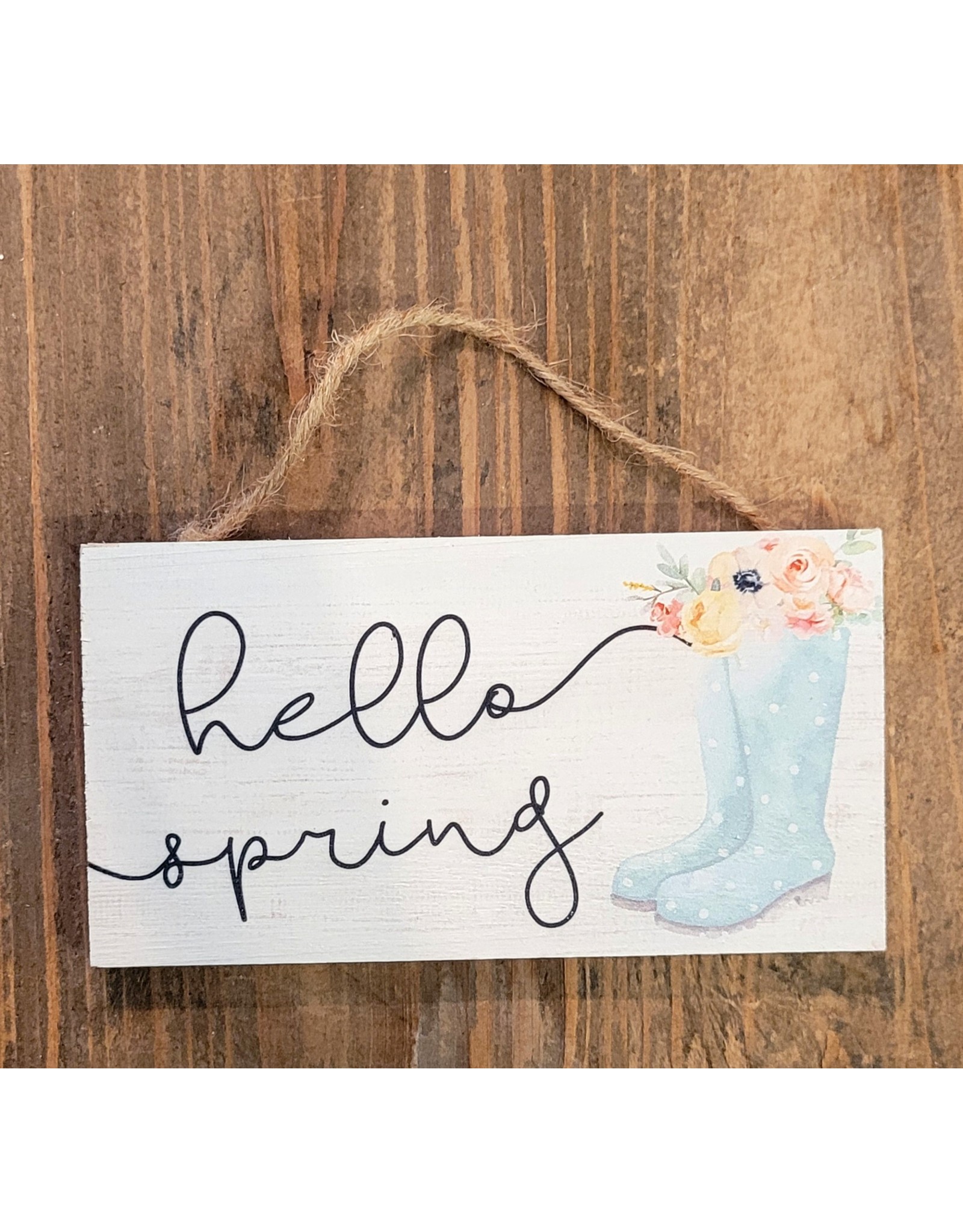 Sincere Surroundings Hello Spring Hanging Block Sign