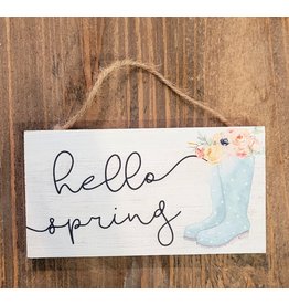Sincere Surroundings Hello Spring Hanging Block Sign