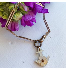 Victorian Mother of Pearl Flower Anchor Fob Bracelet