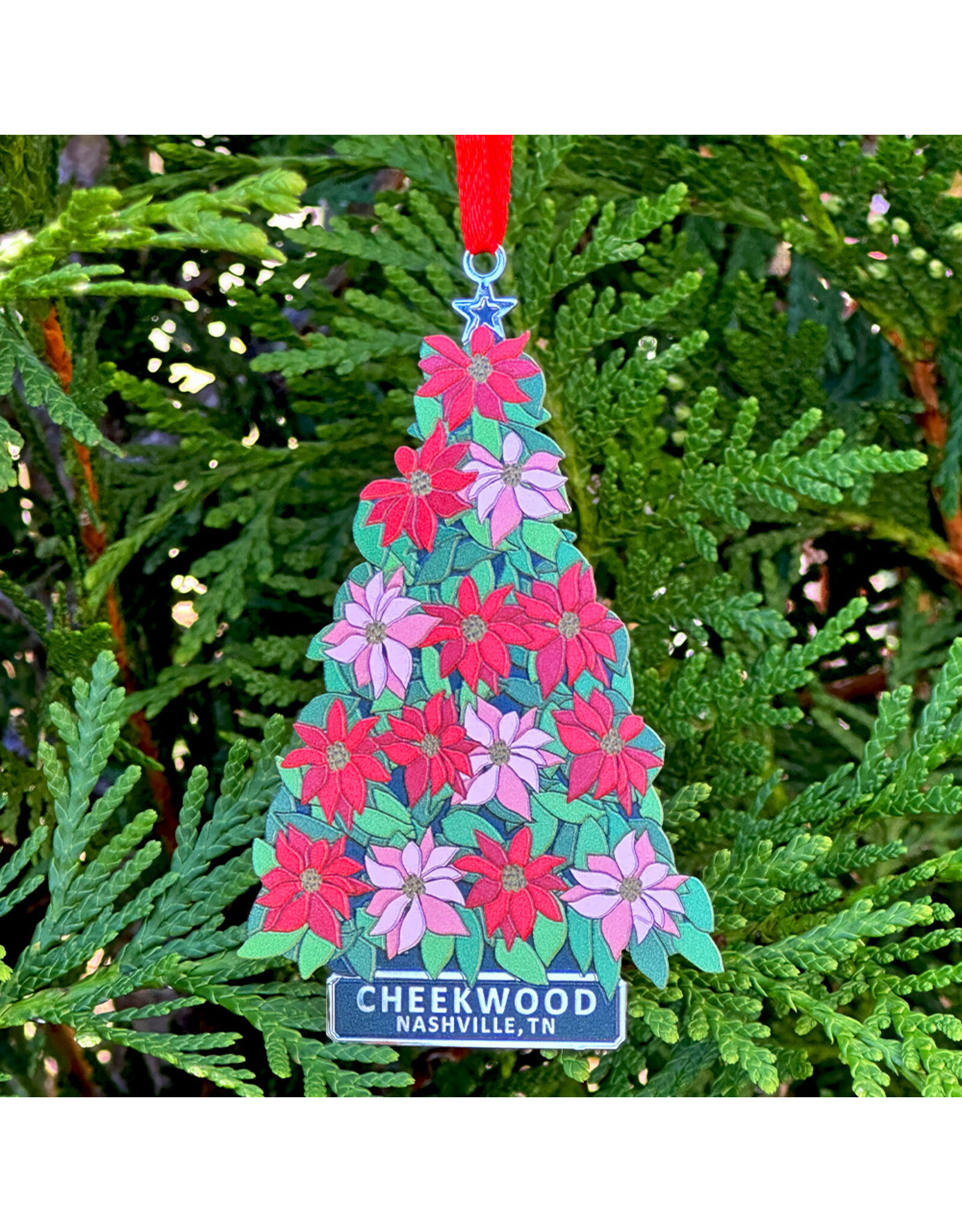 Cheekwood Poinsettia Tree Metal Ornament