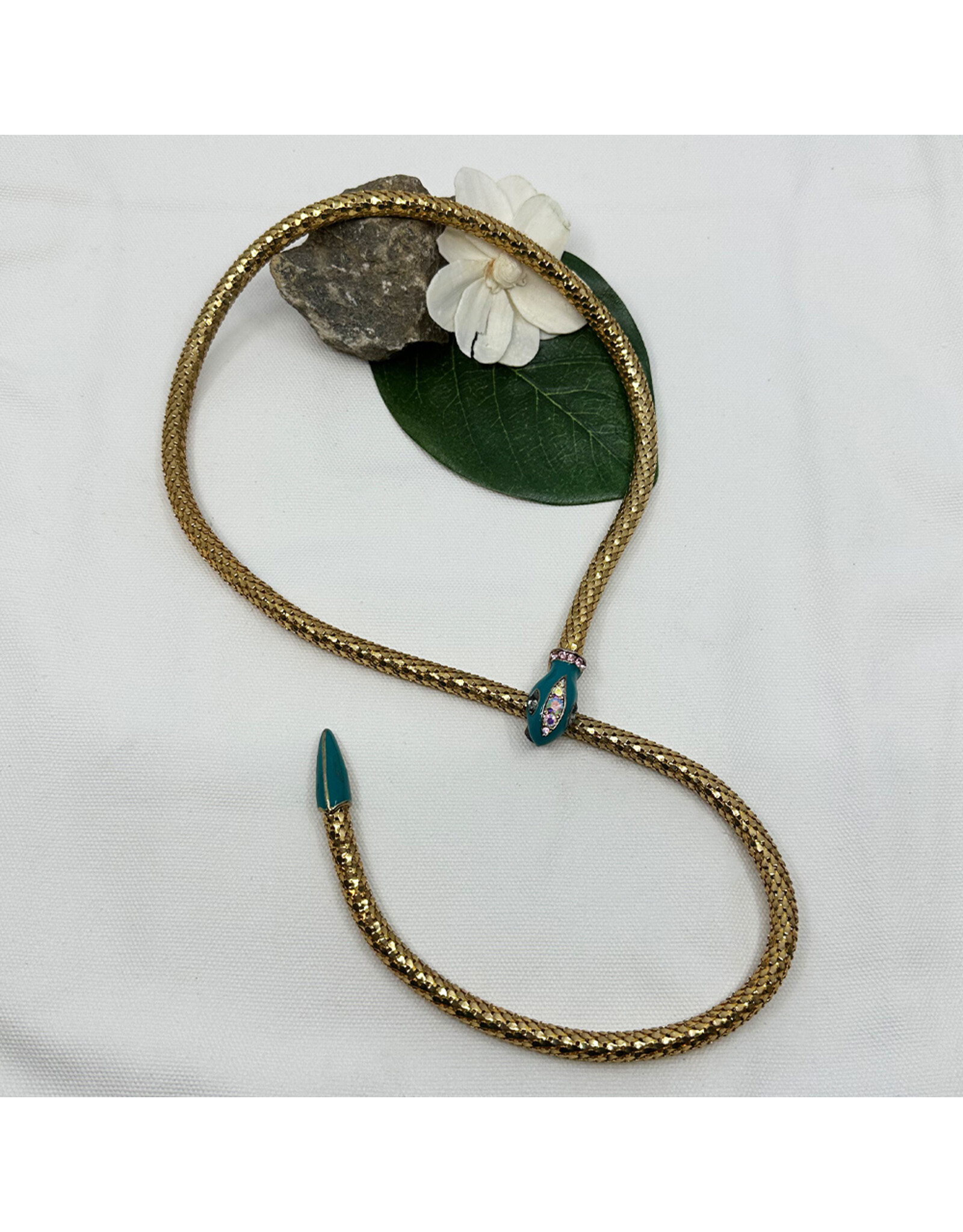 1970s Blue Snake Necklace