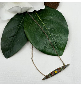 1940s Red and Yellow Bar Pin Necklace