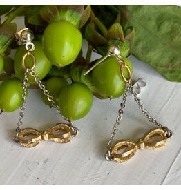 Vintage 3D Brass Bow Earrings
