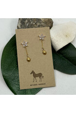 Sparkle Drop Earrings w Brass Ladybug
