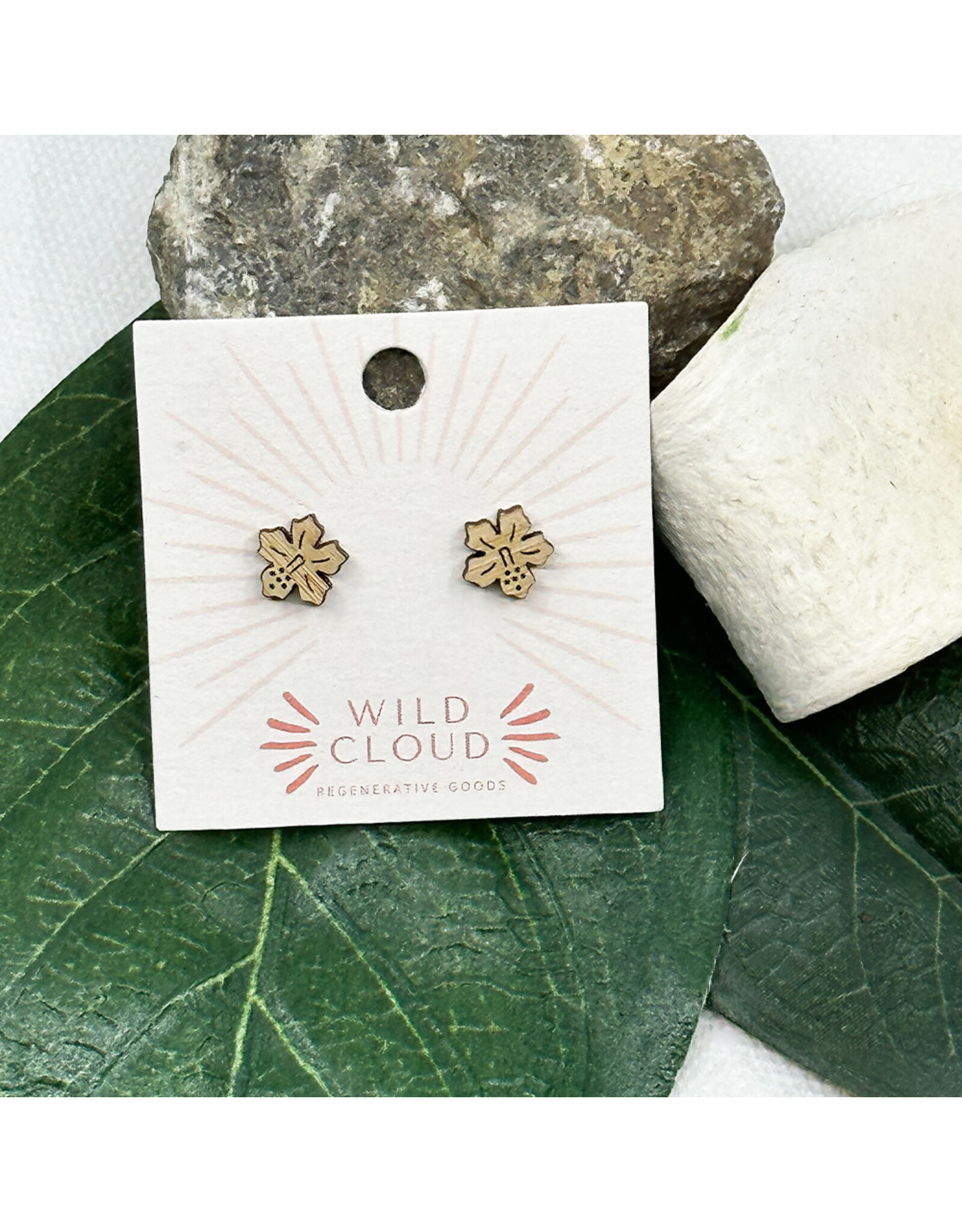 Natural Bamboo Flower Earrings