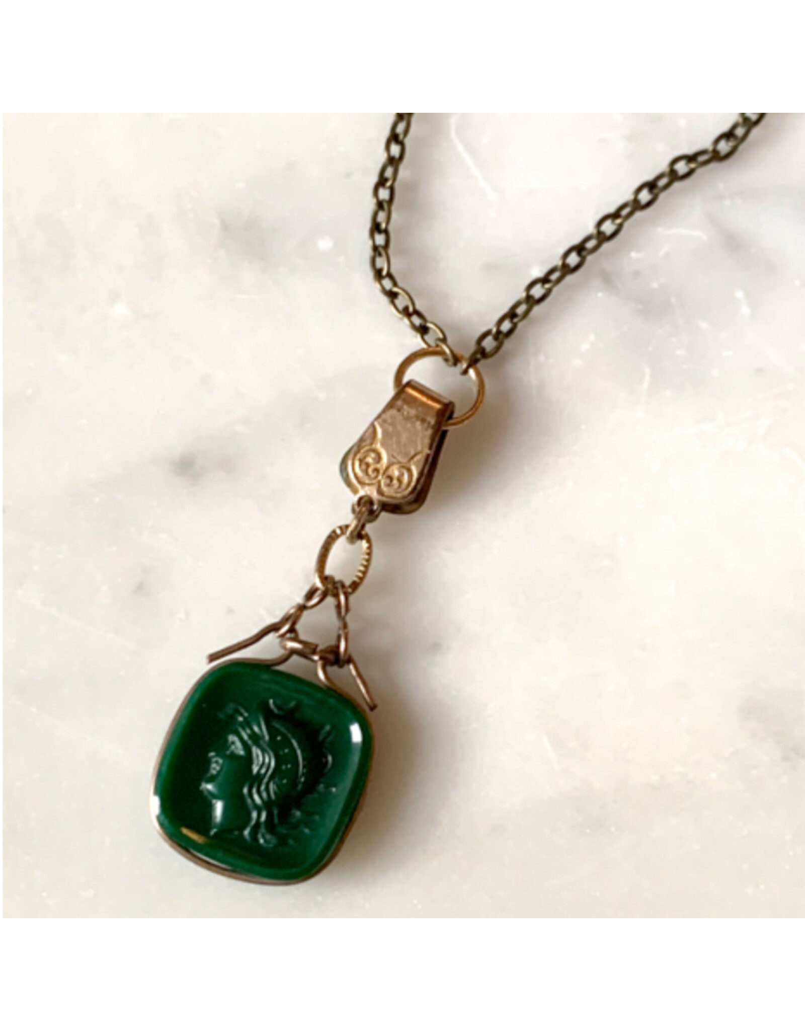 Victorian Agate Warrior Fob Necklace