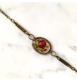 Victorian Goofus Glass Rose Bracelet