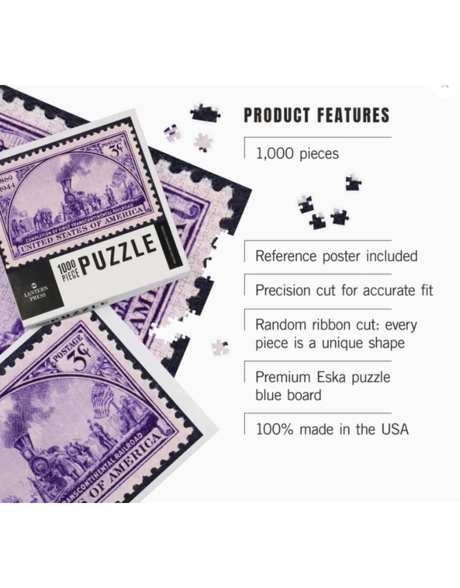 1000 Piece Railroad Stamp Puzzle