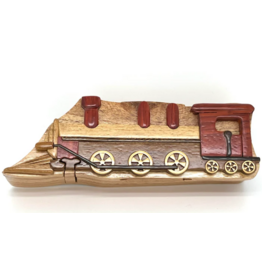 Hand Carved Train Puzzle Box