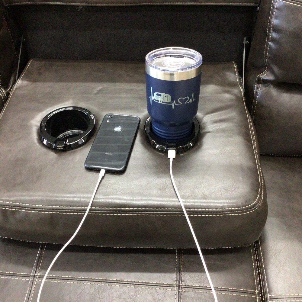 72" RV Jackknife Sofa With Light Up Cupholder - Brown