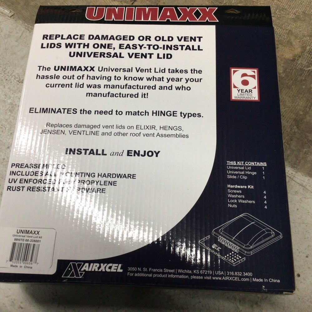 Unimaxx White Universal Vent Lid - 00-335001
