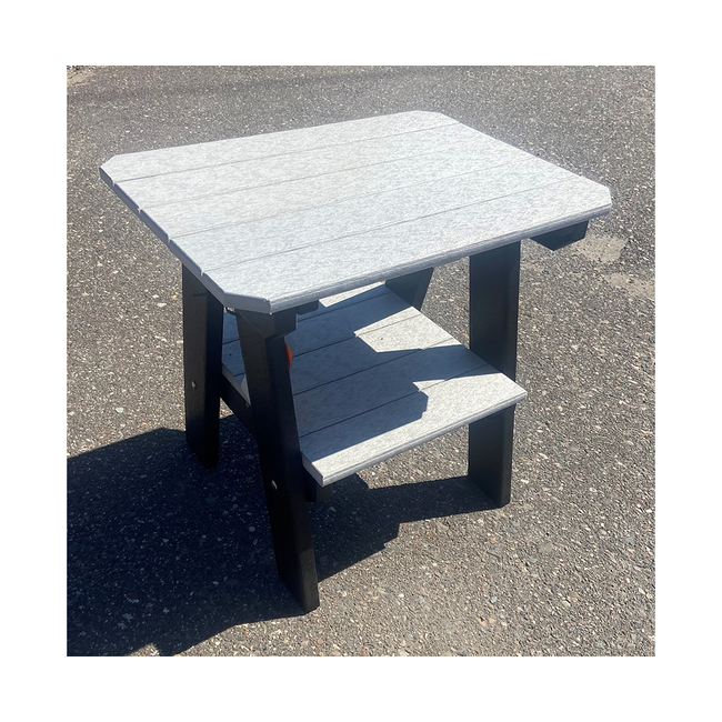 Two Tier End Table - Black Frame w/ Light Gray Top