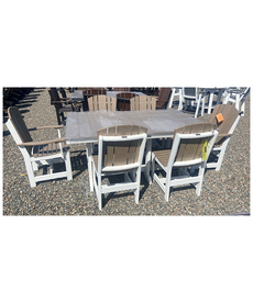 44"x72" Heritage Table Set - White Frame w/ Weathered Wood Top