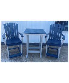 Patio Table Set w/2 Patio Chairs Light Gray w/Patriot Blue
