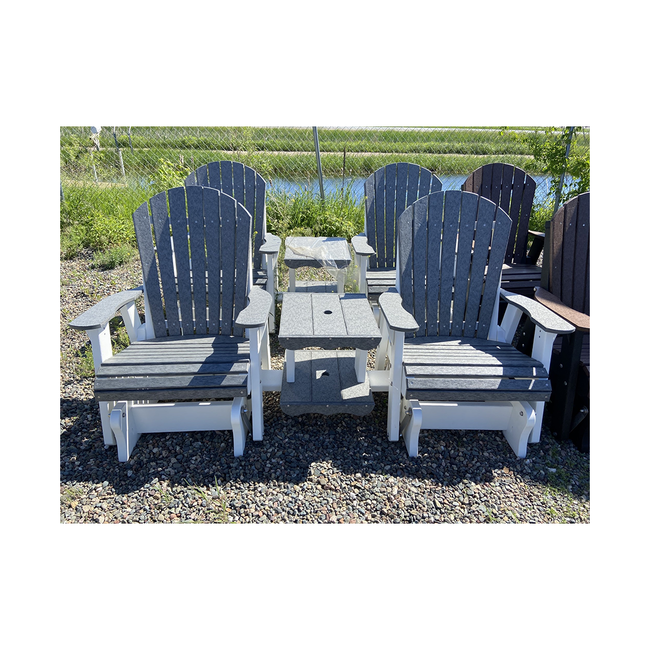 Double Rock-A-Tee Gliding Bench - Dark Gray Seat with White Frame