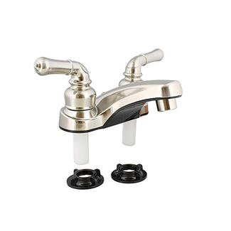 4" Lavatory Faucet Brushed Nickel with Teapot Handles
