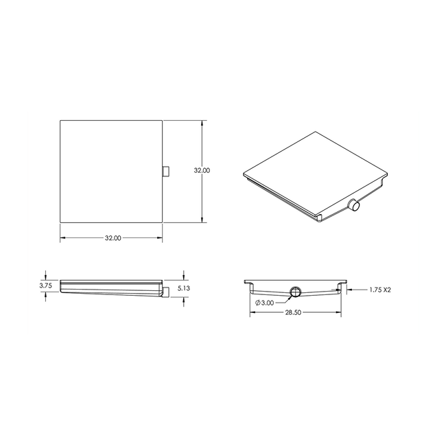 17 Gallon 32"x32"x5" Holding Tank - Black
