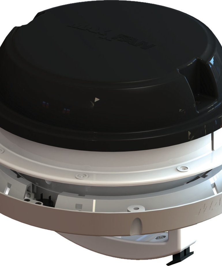 MAXXAIR MaxxFan Dome Plus with 12V Fan and LED Light, 6" Diameter - Black - 00-03810B