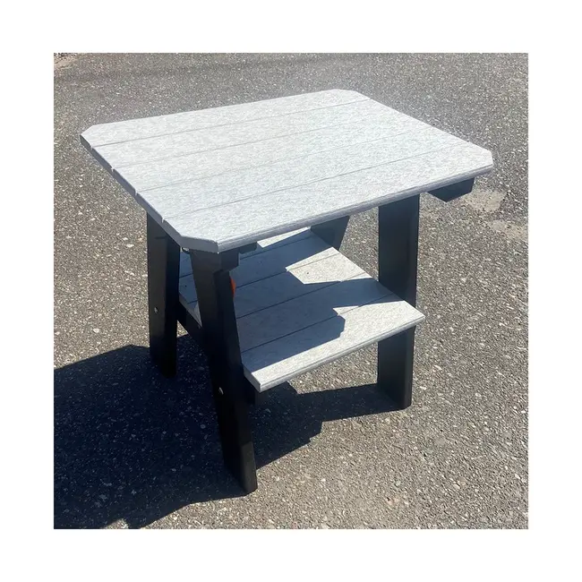 Two Tier End Table - Black Frame w/ Light Gray Top