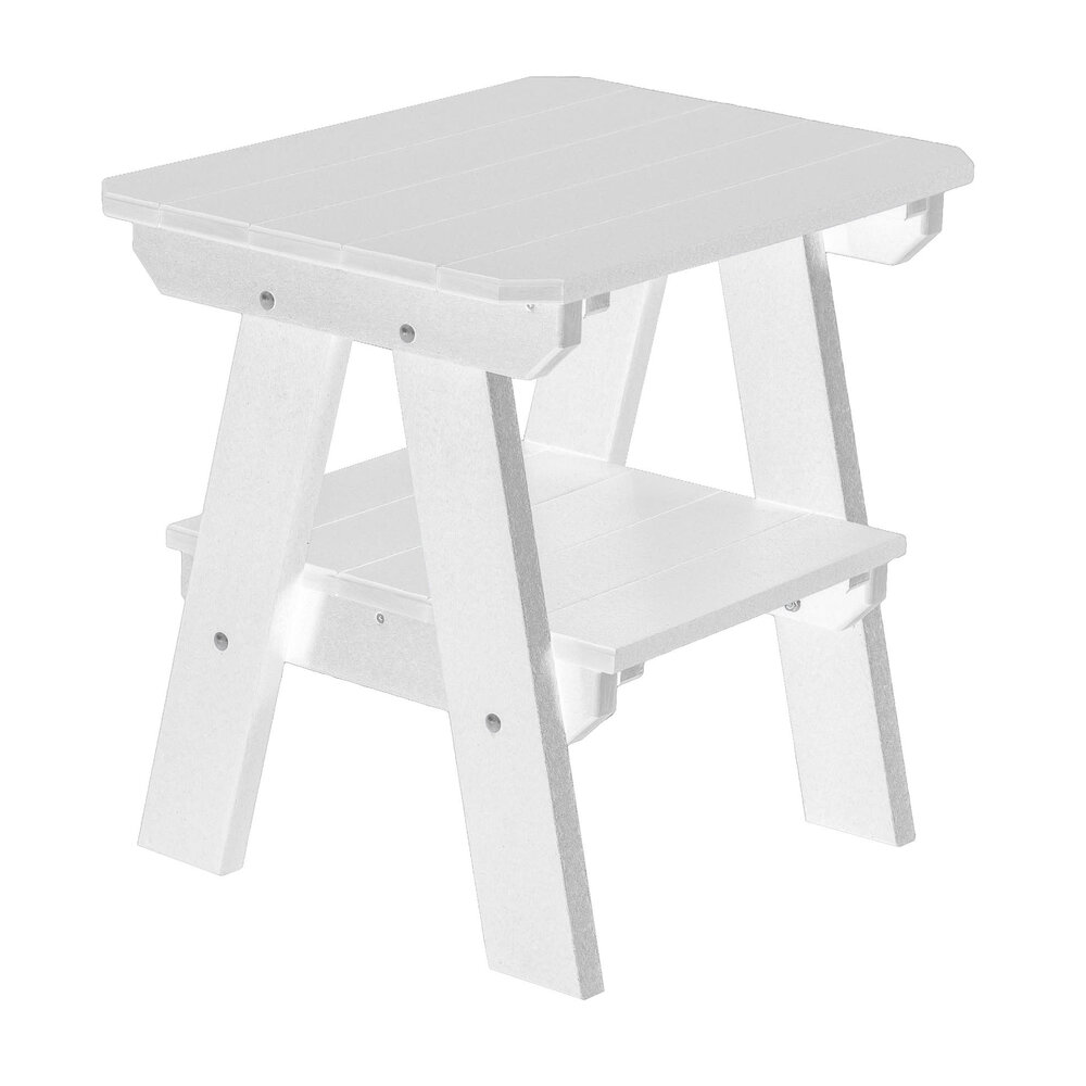 Two Tier End Table - White