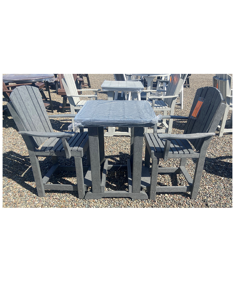 Patio Table Set with 2 Patio Chairs - Dark Gray