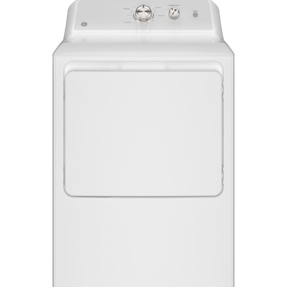 GE - 7.2 cu. ft. vented Electric Dryer in White with Auto Dry and 120ft Venting