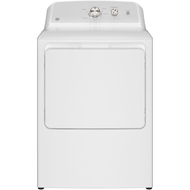 GE - 7.2 cu. ft. vented Electric Dryer in White with Auto Dry and 120ft Venting