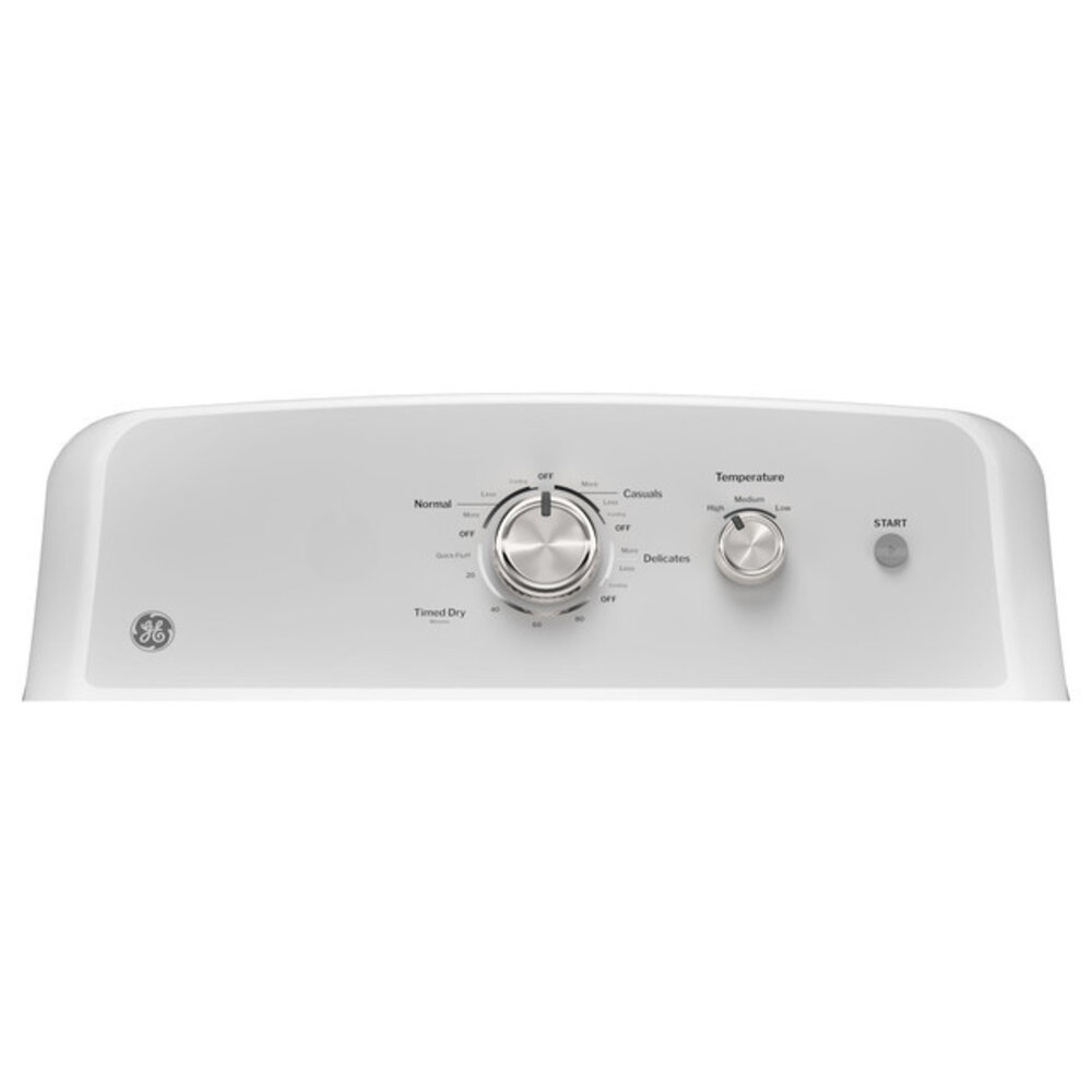 GE - 7.2 cu. ft. vented Electric Dryer in White with Auto Dry and 120ft Venting