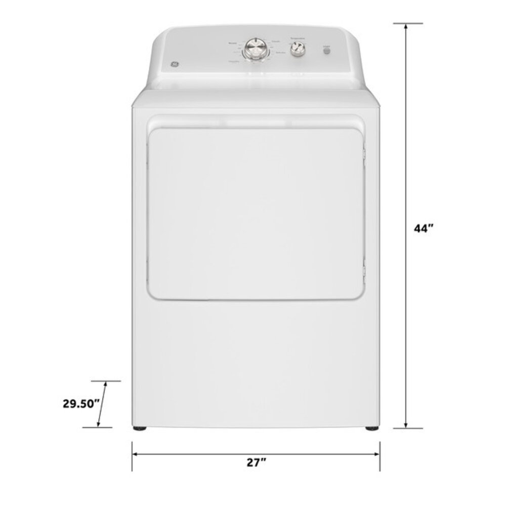 GE - 7.2 cu. ft. vented Electric Dryer in White with Auto Dry and 120ft Venting