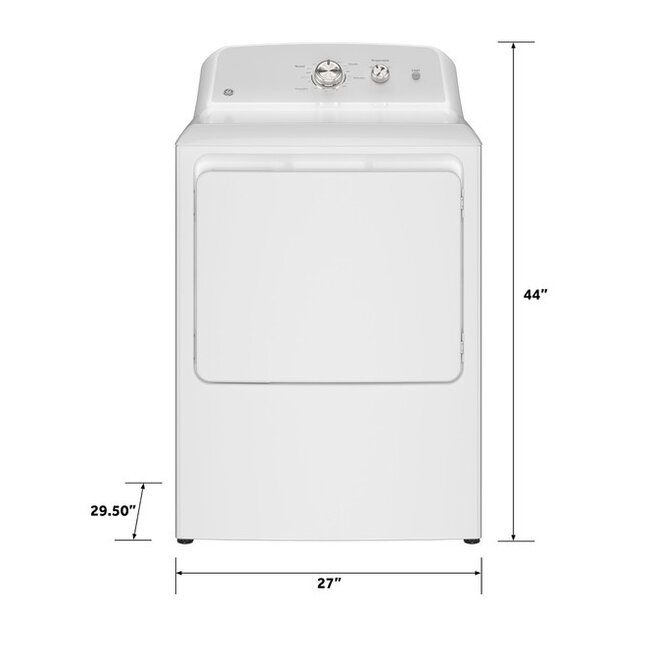GE - 7.2 cu. ft. vented Electric Dryer in White with Auto Dry and 120ft Venting
