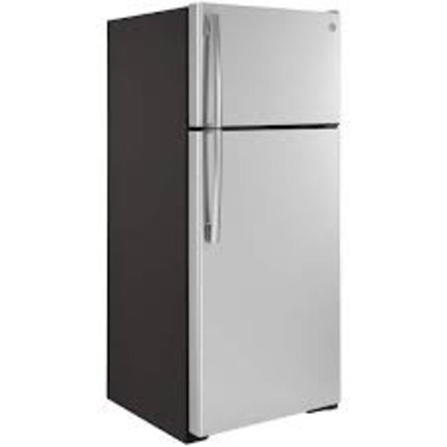 GE - 17.5 Cu. Ft. Top-Freezer Refrigerator - Stainless Steel