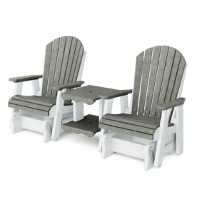 Double Rock-A-Tee Gliding Bench - Dark Gray Seat with White Frame