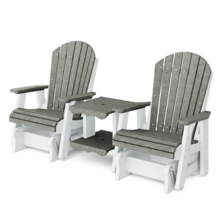 Wildridge Double Rock-A-Tee Gliding Bench - Dark Gray Seat with White Frame