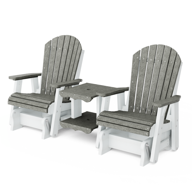 Double Rock-A-Tee Gliding Bench - Dark Gray Seat with White Frame