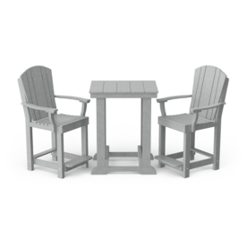 Patio Table Set with 2 Patio Chairs - Light Gray